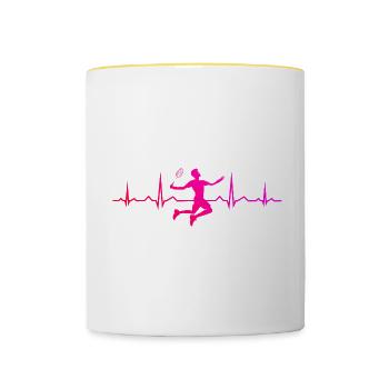 Badminton Players Men's Squash Badminton Badminton - Contrasting Mug - white/yellow - Front