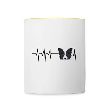 Dog Heartbeat I Drôle Border Collie - Mug contrasté - blanc/jaune - Devant