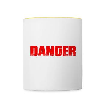 Danger I Put The Pee In The Pools 4 - Tasse zweifarbig - Weiß/Gelb - Vorne