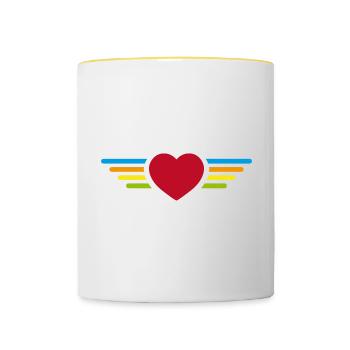 Wings Heart - Contrasting Mug - white/yellow - Front