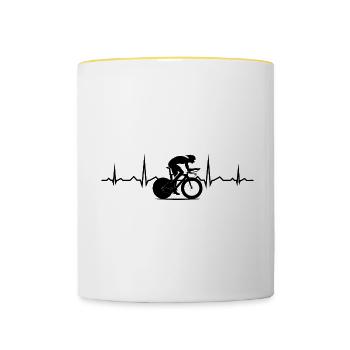 Cyclisme sur route Vélo de route pour femmes Cyclistes sur route - Mug contrasté - blanc/jaune - Devant
