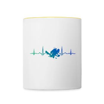 Plongée Libre Plongée Plongeur Plongée Scuba Diver Plongée sous-marine - Mug contrasté - blanc/jaune - Devant