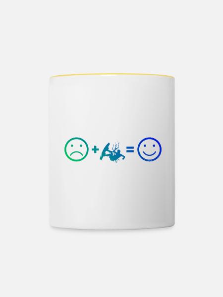 Kitesurf Femmes Kitesurf Kitesurf Kitesurf Kitesurfers - Mug contrasté - blanc/jaune