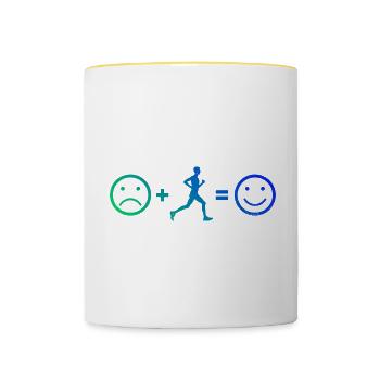 Course à pied Jogging Cross Country Running Hommes - Mug contrasté - blanc/jaune - Devant