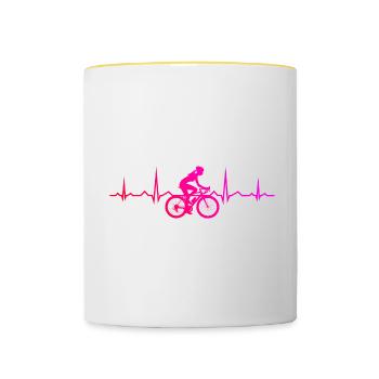 Vélo de montagne Velo Vélo VTT Cyclisme Femme - Mug contrasté - blanc/jaune - Devant