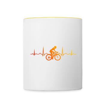 Femmes Cyclistes Homme Cyclisme Cyclisme - Mug contrasté - blanc/jaune - Devant