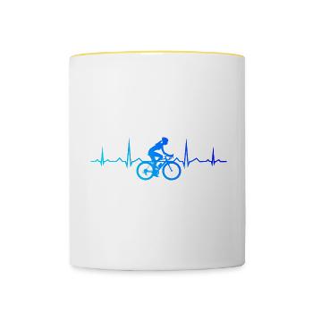 Women Mtb Bike Mountain Bike Bicycle Cyclist - Contrasting Mug - white/yellow - Front