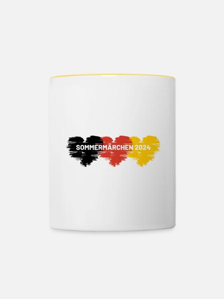 Sommermärchen 2024 Herz Deutschland - Tasse zweifarbig - Weiß/Gelb