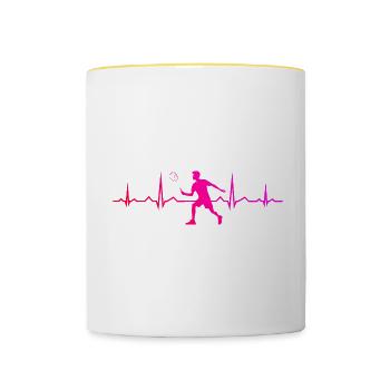 Badminton Badminton Player Squash Badminton Hommes - Mug contrasté - blanc/jaune - Devant