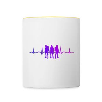 Bouldern Bouldering Damen Kletterer Klettern - Tasse zweifarbig - Weiß/Gelb - Vorne