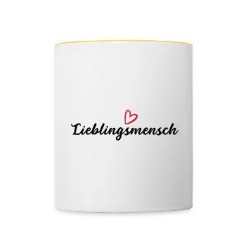 Lieblingsmensch Liebe Valentinstag Freunde - Tasse zweifarbig - Weiß/Gelb - Vorne