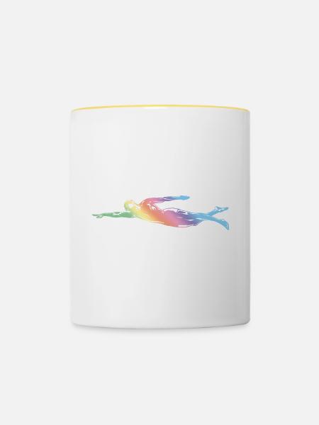 Schwimmen Silhouette - Tasse zweifarbig - Weiß/Gelb