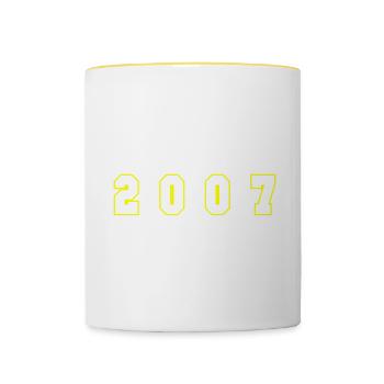 2007 Jahr Zahl - Tasse zweifarbig - Weiß/Gelb - Vorne