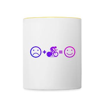 Vélo de route pour femmes Vélo de route pour hommes - Mug contrasté - blanc/jaune - Devant