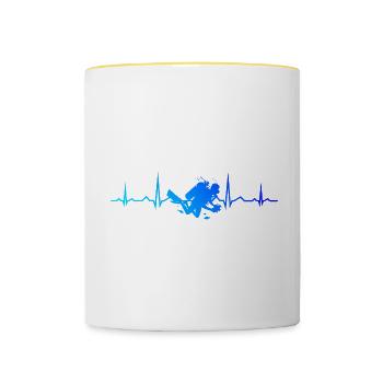 Scuba Diving Women's Scuba Diver Diving - Contrasting Mug - white/yellow - Front