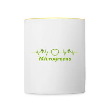 Microgreens Gärtner Landwirt Gärtner Microgreen - Tasse zweifarbig - Weiß/Gelb - Vorne