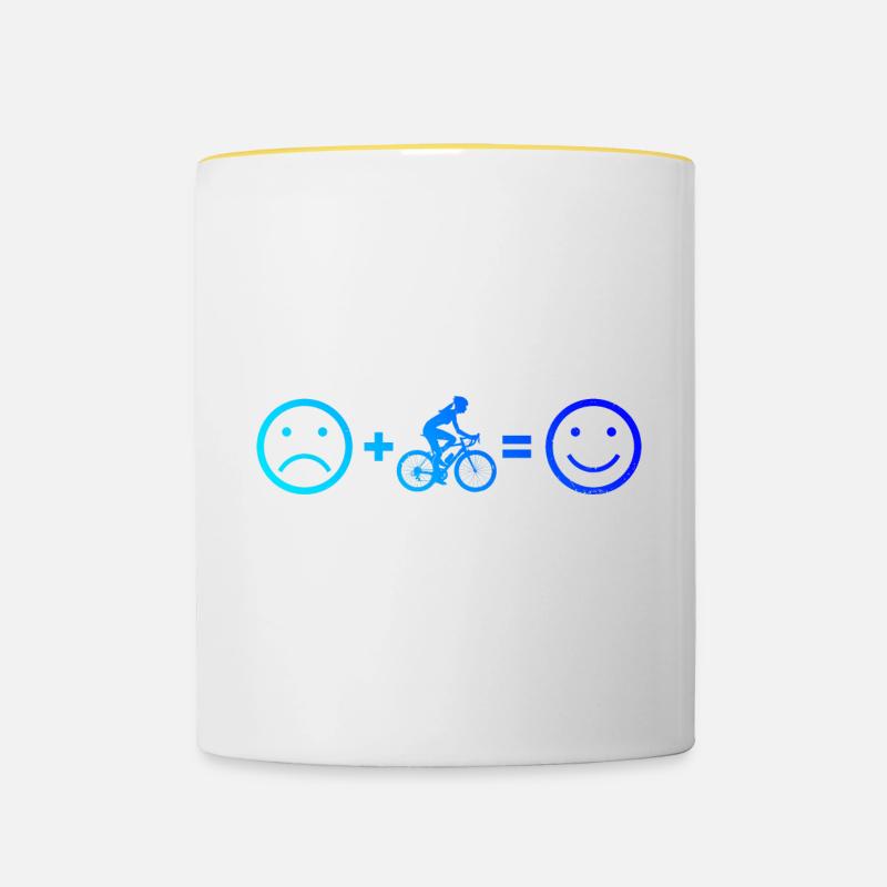 Femmes Cyclisme VTT Vélo Cyclisme - Mug contrasté - blanc/jaune