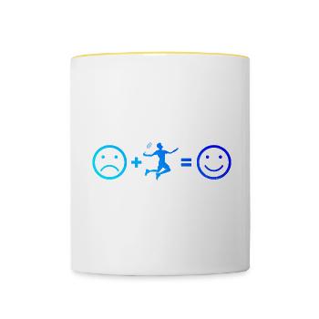Badminton Damen Badmintonspieler Herren Squash - Tasse zweifarbig - Weiß/Gelb - Vorne