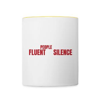 I wish people were more fluent in silence 3 - Contrasting Mug - white/yellow - Front