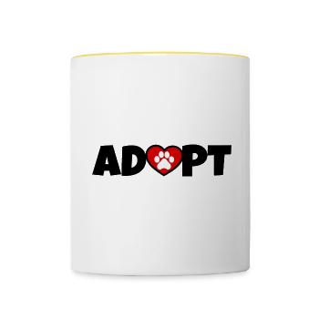 Hunde Adoptieren mit Hundepfote - Tasse zweifarbig - Weiß/Gelb - Vorne