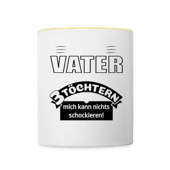 Vater von 3 Töchtern - Tasse zweifarbig - Weiß/Gelb - Vorne