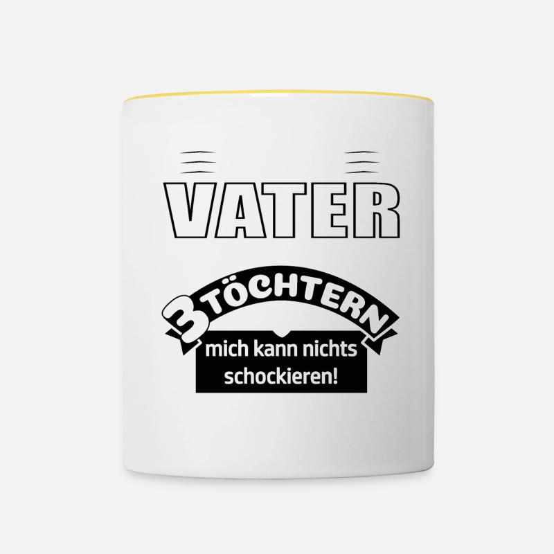 Vater von 3 Töchtern - Tasse zweifarbig - Weiß/Gelb
