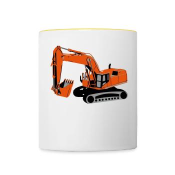 Bagger | Excavator - Tasse zweifarbig - Weiß/Gelb - Vorne