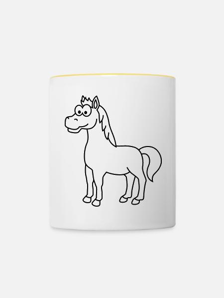 Pferd Comic Tier - Tasse zweifarbig - Weiß/Gelb