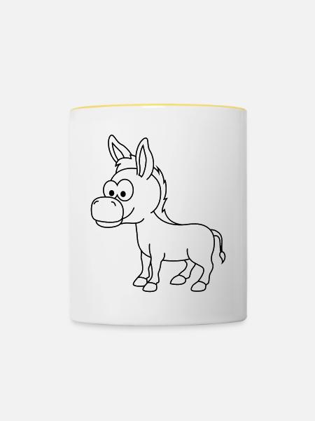 Esel Comic Tier - Tasse zweifarbig - Weiß/Gelb