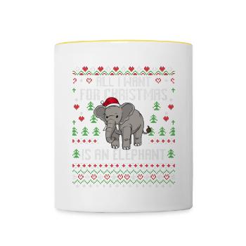 Weihnachten Elefanten Weihnachtspullover Elefant - Tasse zweifarbig - Weiß/Gelb - Vorne