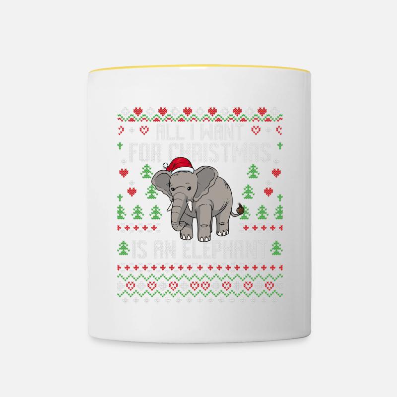 Weihnachten Elefanten Weihnachtspullover Elefant - Tasse zweifarbig - Weiß/Gelb