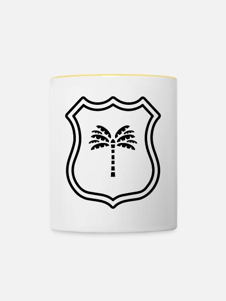 Palme Wappen - Tasse zweifarbig - Weiß/Gelb