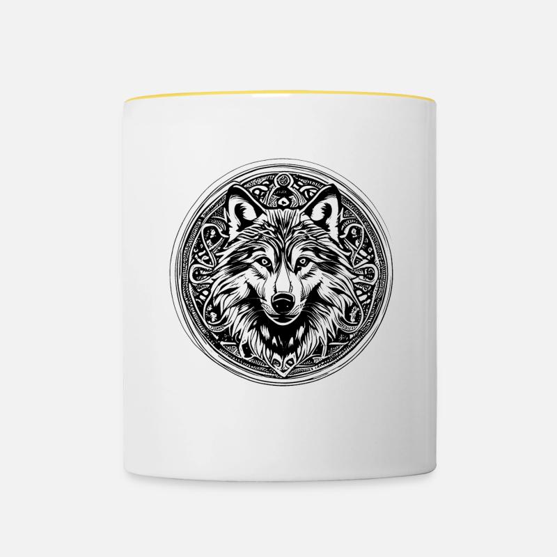 Wolf Viking Nordic Circle Centic - Mug contrasté - blanc/jaune