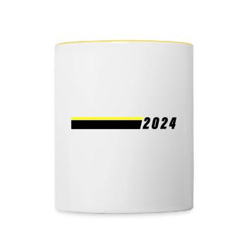 Année 2024 - Mug contrasté - blanc/jaune - Devant
