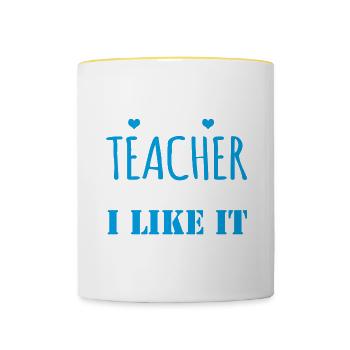 Teacher I like it - Tasse zweifarbig - Weiß/Gelb - Vorne