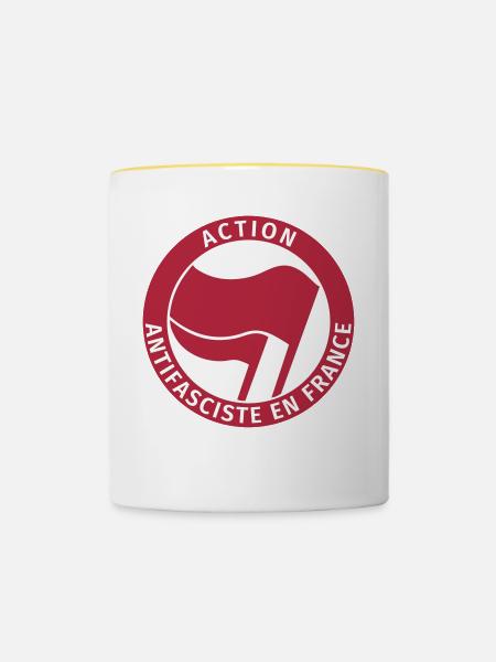 Action Antifasciste en France - Tasse zweifarbig - Weiß/Gelb
