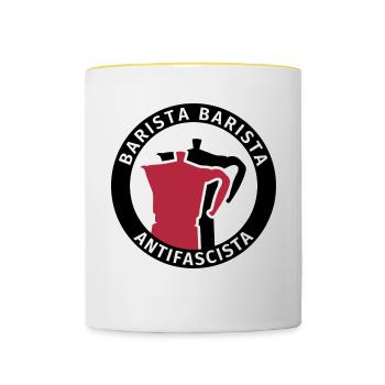 Barista Barista Antifascista - Tasse zweifarbig - Weiß/Gelb - Vorne