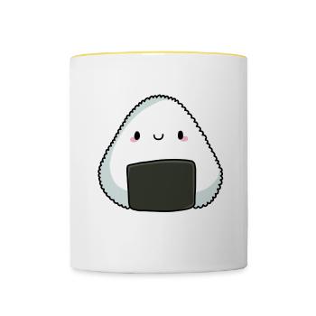 Chibi Onigiri - Tasse zweifarbig - Weiß/Gelb - Vorne
