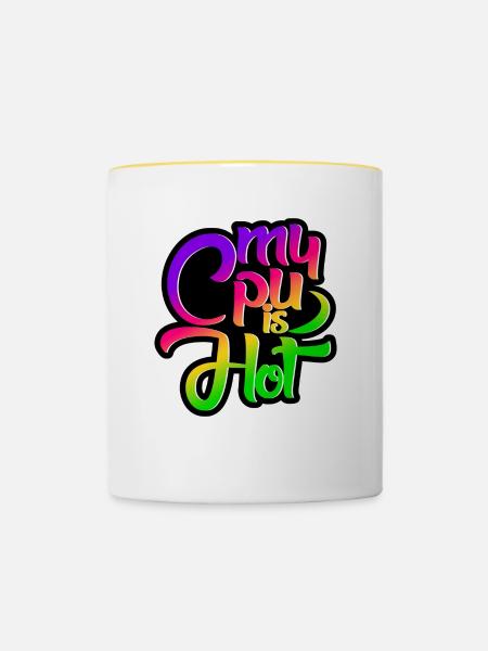 My Cpu is Hot - Tasse zweifarbig - Weiß/Gelb
