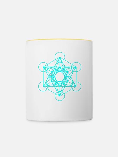 Metatrons Würfel 16 - Tasse zweifarbig - Weiß/Gelb