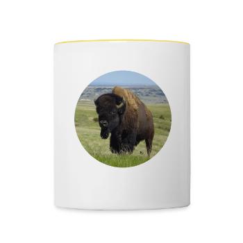 Taureau de buffle Cow Bison Jerky - Mug contrasté - blanc/jaune - Devant