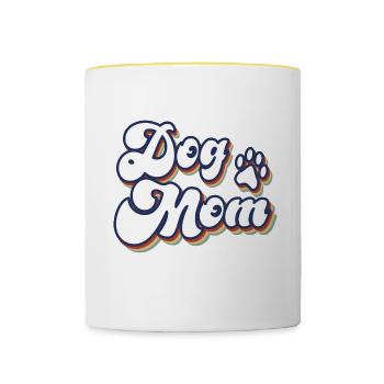 Maman chien - Mug contrasté - blanc/jaune - Devant