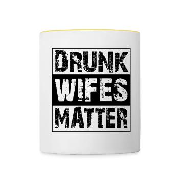 Une femme ivre dit des femmes alcooliques drôles - Mug contrasté - blanc/jaune - Devant