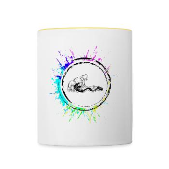 Welle icon symbol - Tasse zweifarbig - Weiß/Gelb - Vorne