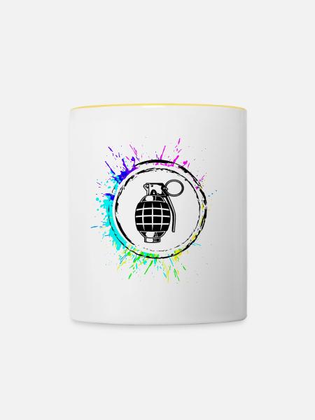 Granate waffe icon - Tasse zweifarbig - Weiß/Gelb