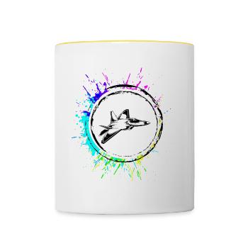 Airplane jet symbol - Contrasting Mug - white/yellow - Front