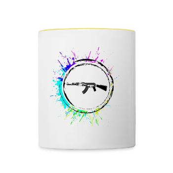 Gewehr icon symbol - Tasse zweifarbig - Weiß/Gelb - Vorne