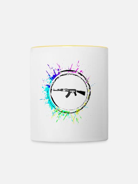 Gewehr icon symbol - Tasse zweifarbig - Weiß/Gelb