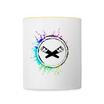 Symbole de l’icône de la scie - Mug contrasté - blanc/jaune - Devant