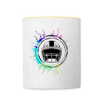 Football Helm - Tasse zweifarbig - Weiß/Gelb - Vorne
